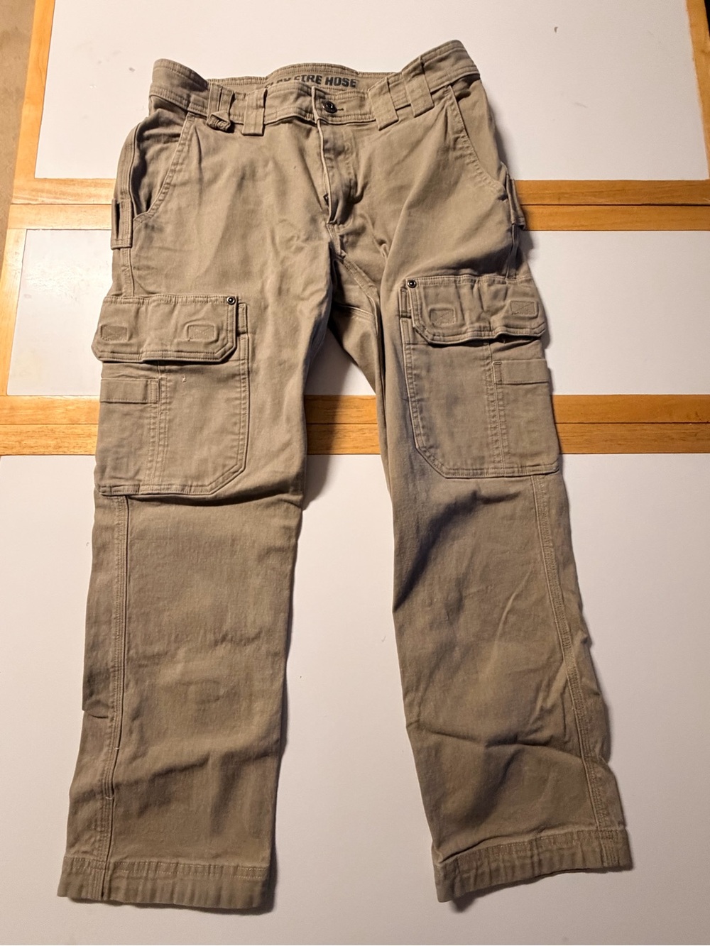 Mens DULUTH TRADING DuluthFlex Fire Hose SLIM FIT Cargo Pants Khaki Size 32x28
